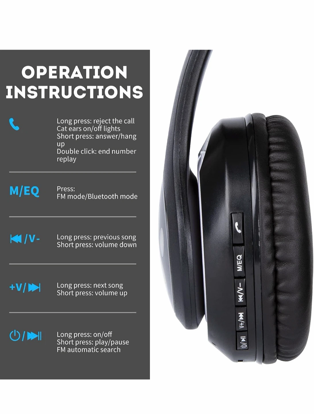 Cat Ear Headphones with Bluetooth 5.0 - photo 4