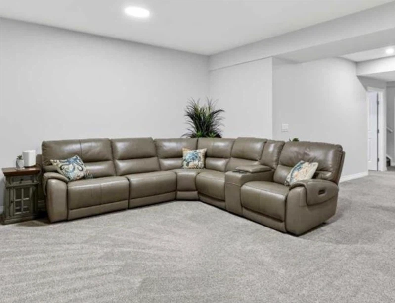 Grey Leather Sectional Recliner Sofa - photo 2