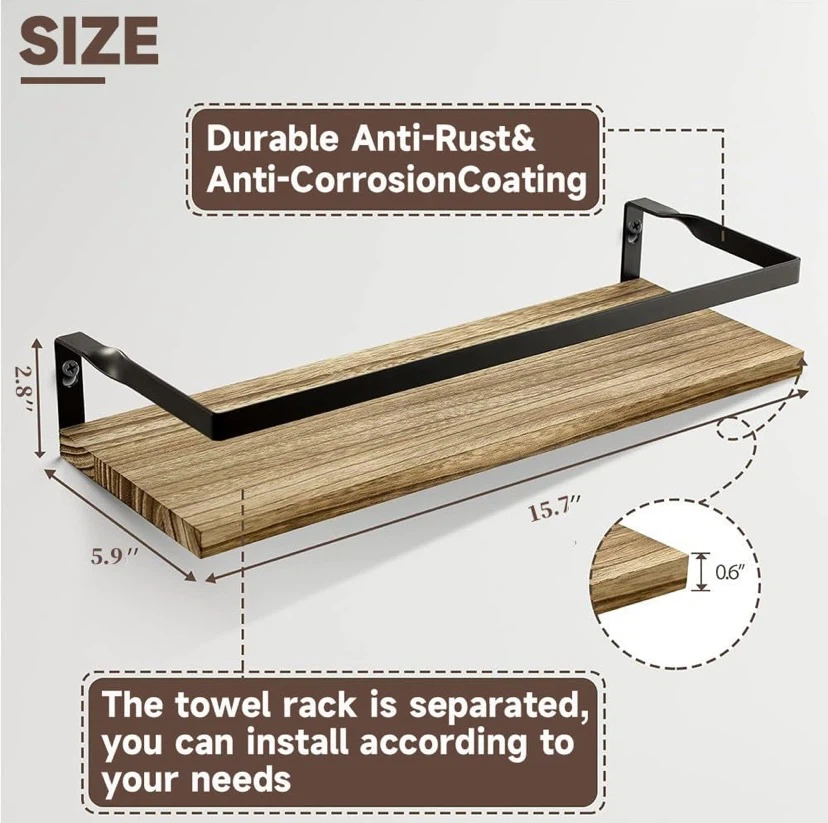 New Bathroom Floating Shelves with Metal Basket - photo 3