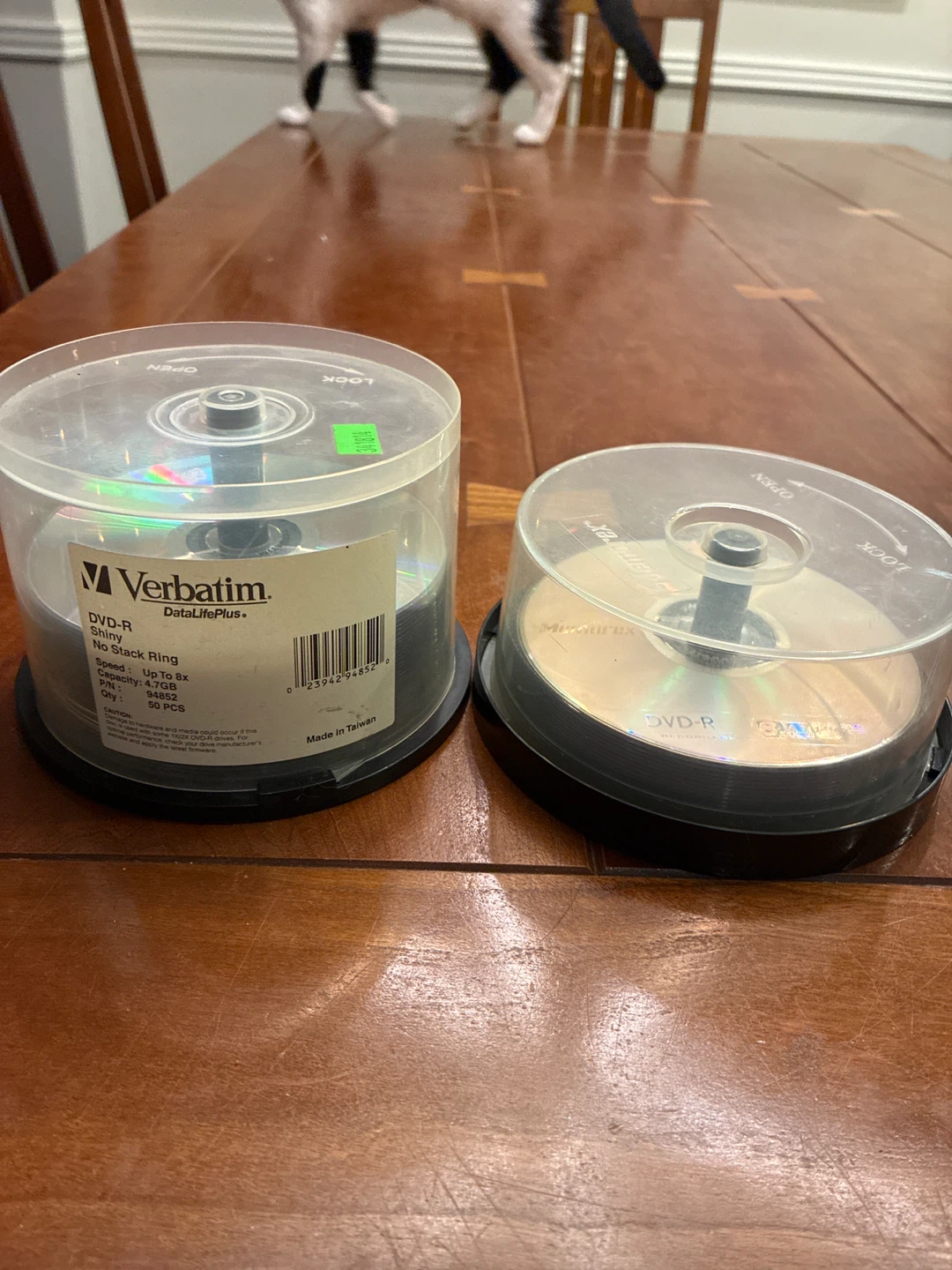 New Verbatim and Memorex DVD-R discs