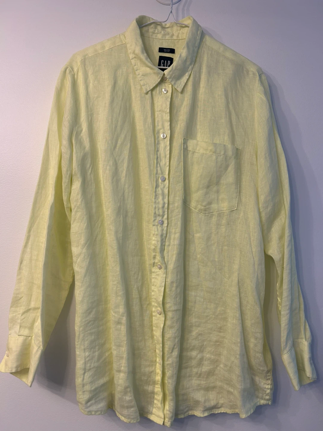 GAP 100% Linen Long Sleeve Button-Up Shirt - Large