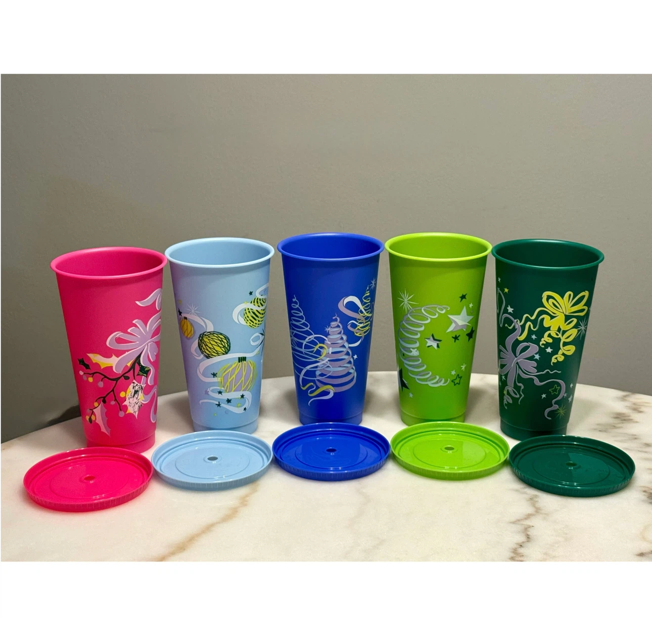 Brand new Set of 5 Starbucks Reusable cold cups Tumblers