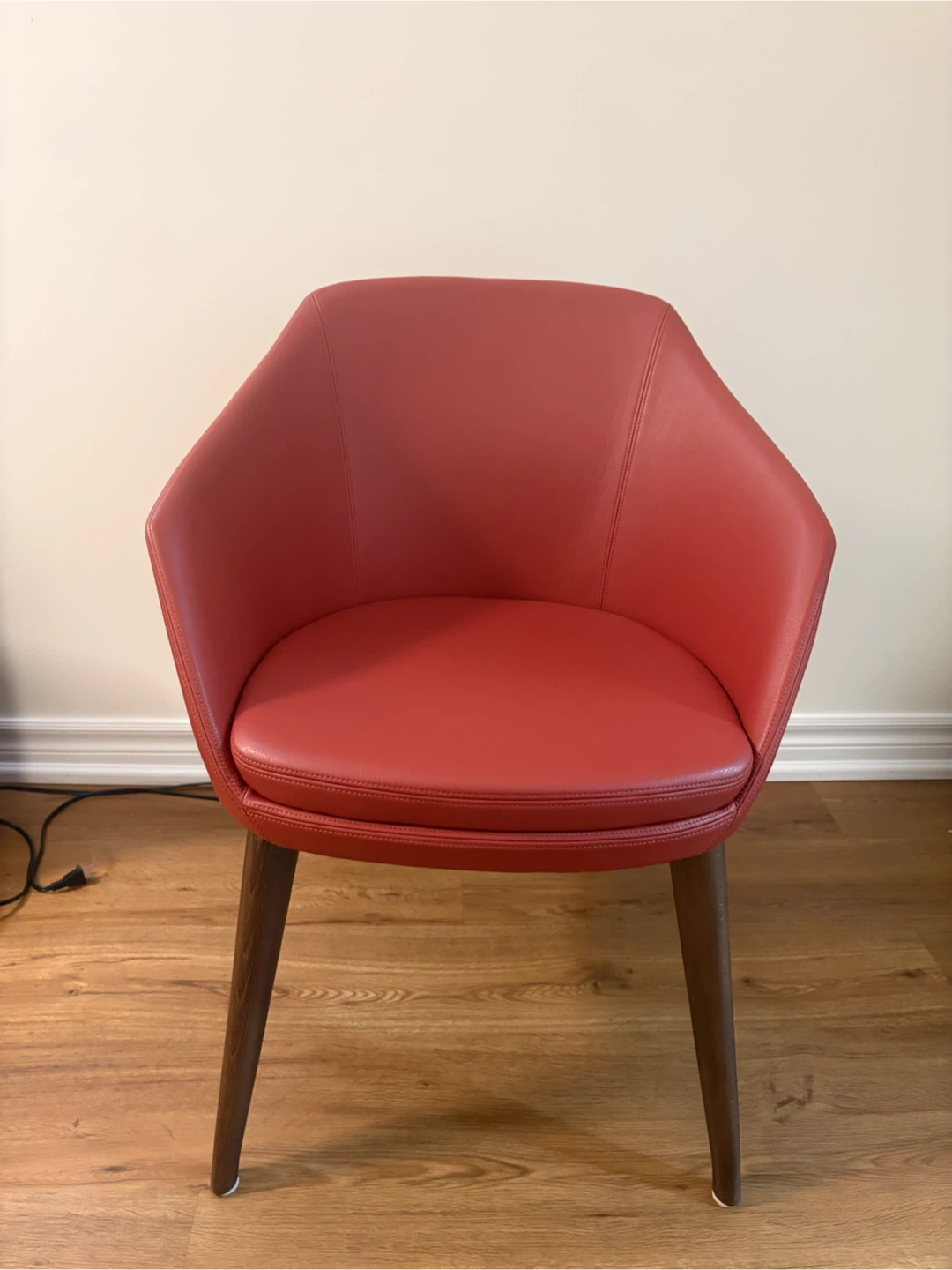 Red Accent Chair with Embossed Logo