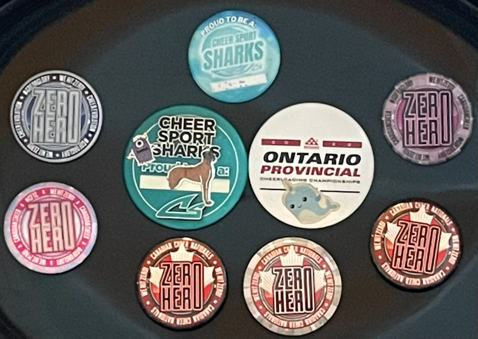 CHEER SPORT SHARKS - (Milton) Brag Buttons…Like New - photo 2