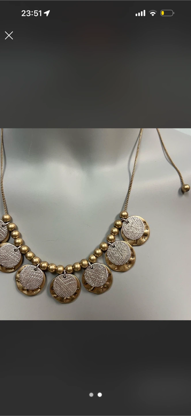 Banana Republic silver and gold coin necklace - photo 2