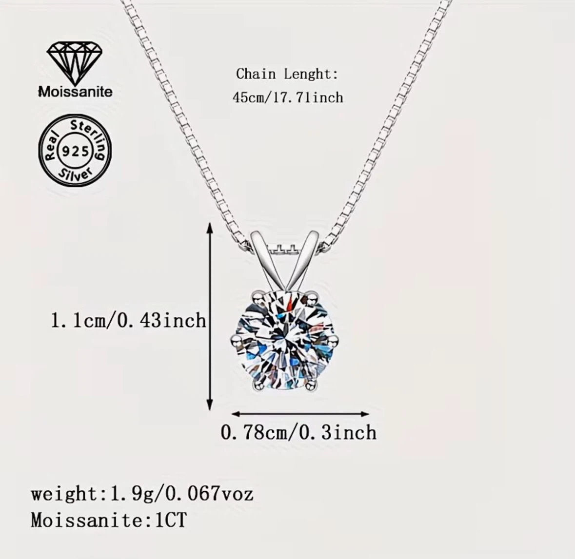 Sterling Silver Moissanite Pendant Necklace - photo 5