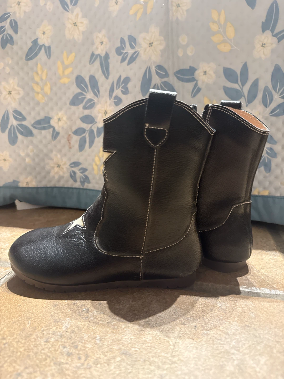 Kids Black Cowboy Boots with Stars