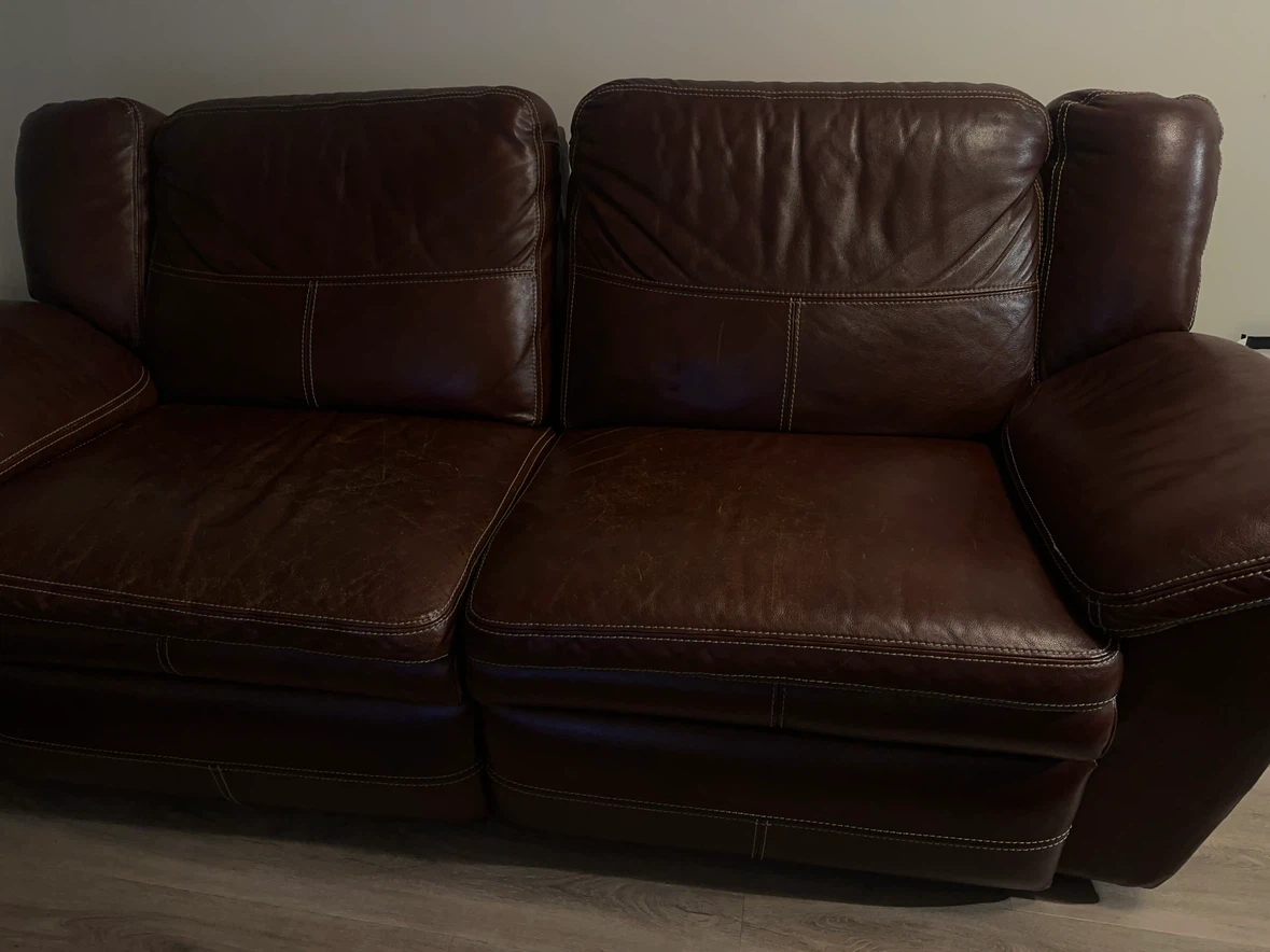 La-Z-boy Brown Leather Loveseat Sofa - photo 2