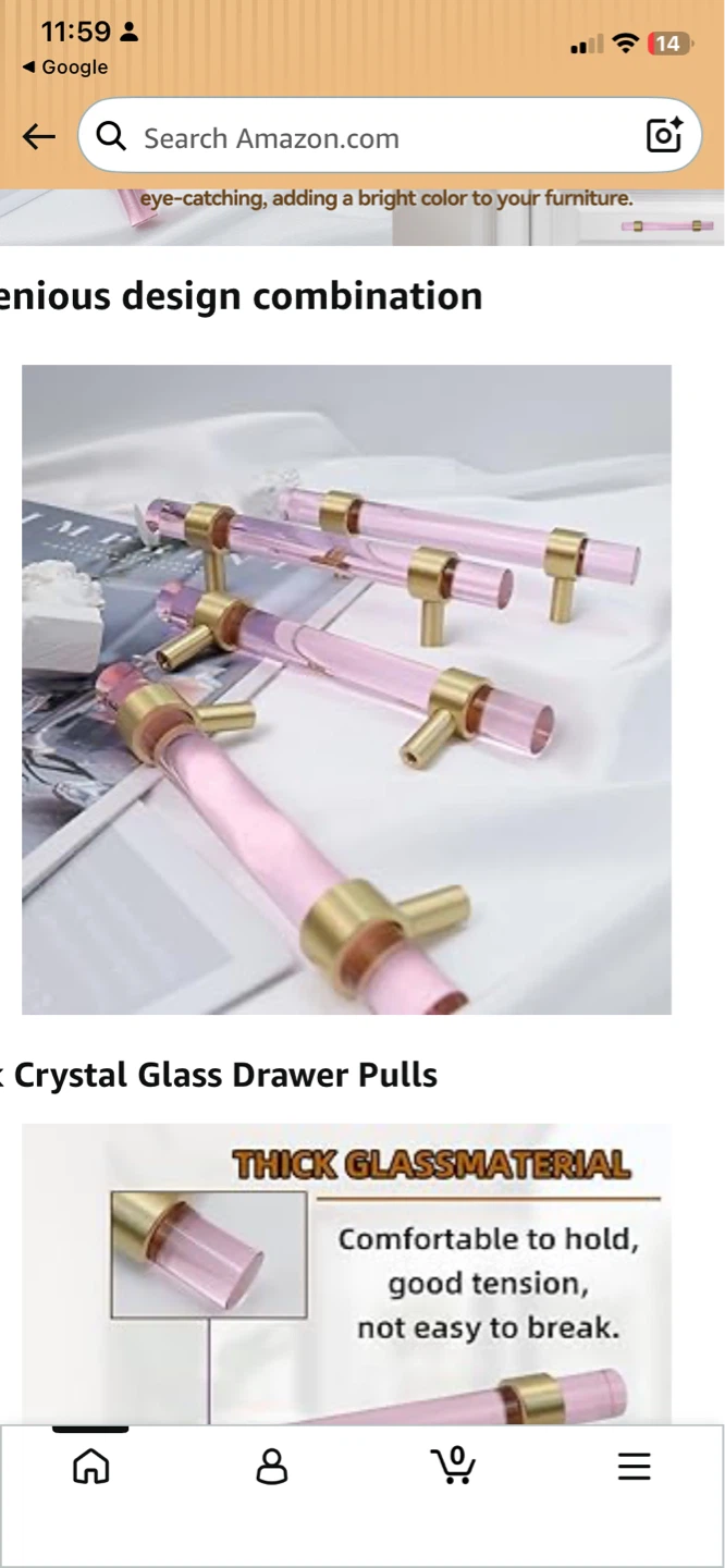 Pink Glass Drawer Pulls Cabinet Handles