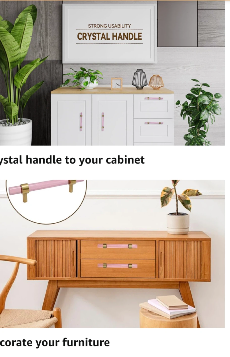 Pink Glass Drawer Pulls Cabinet Handles - photo 3