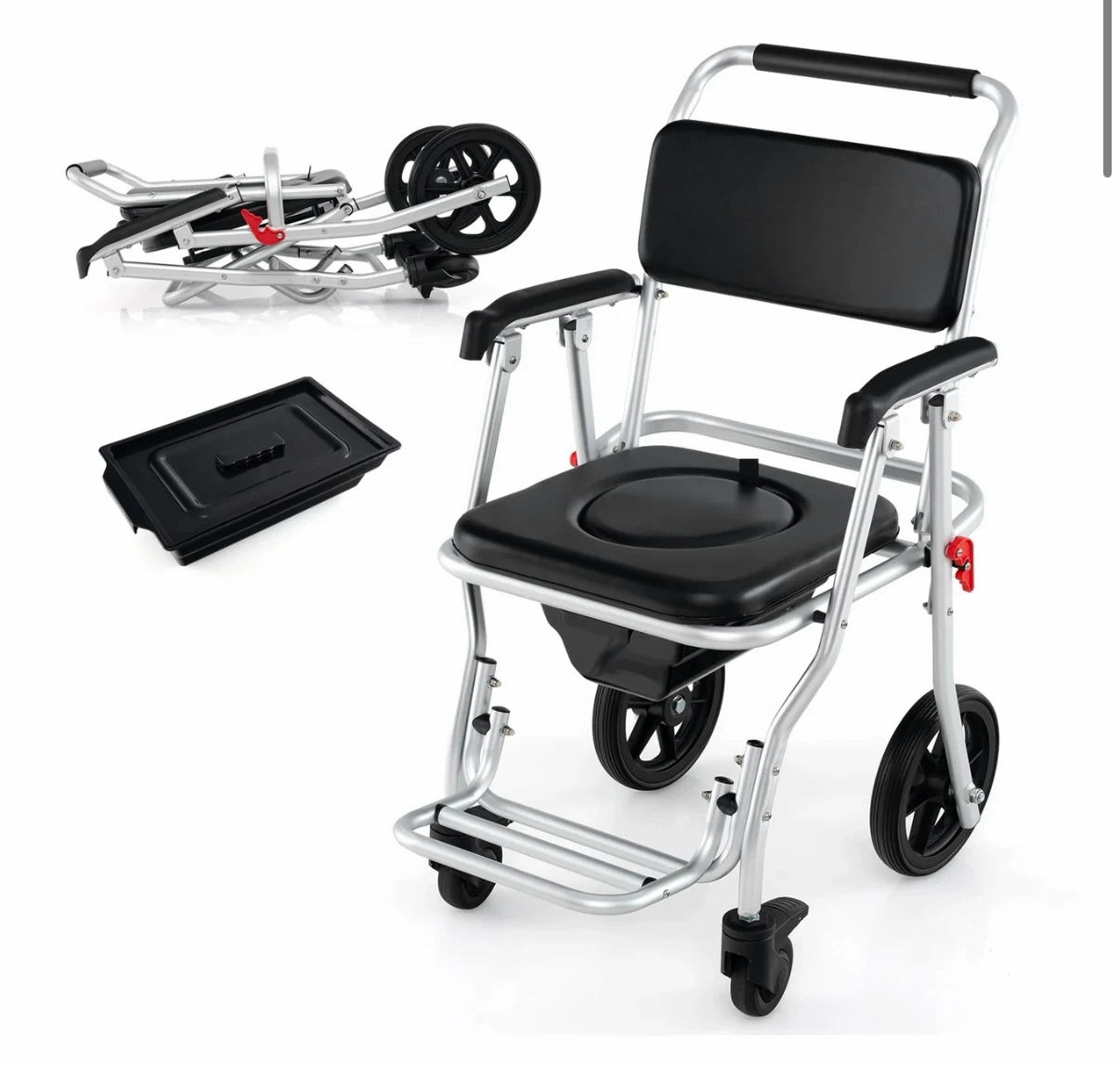 Folding Commode Chair and Transport Wheelchair - photo 2