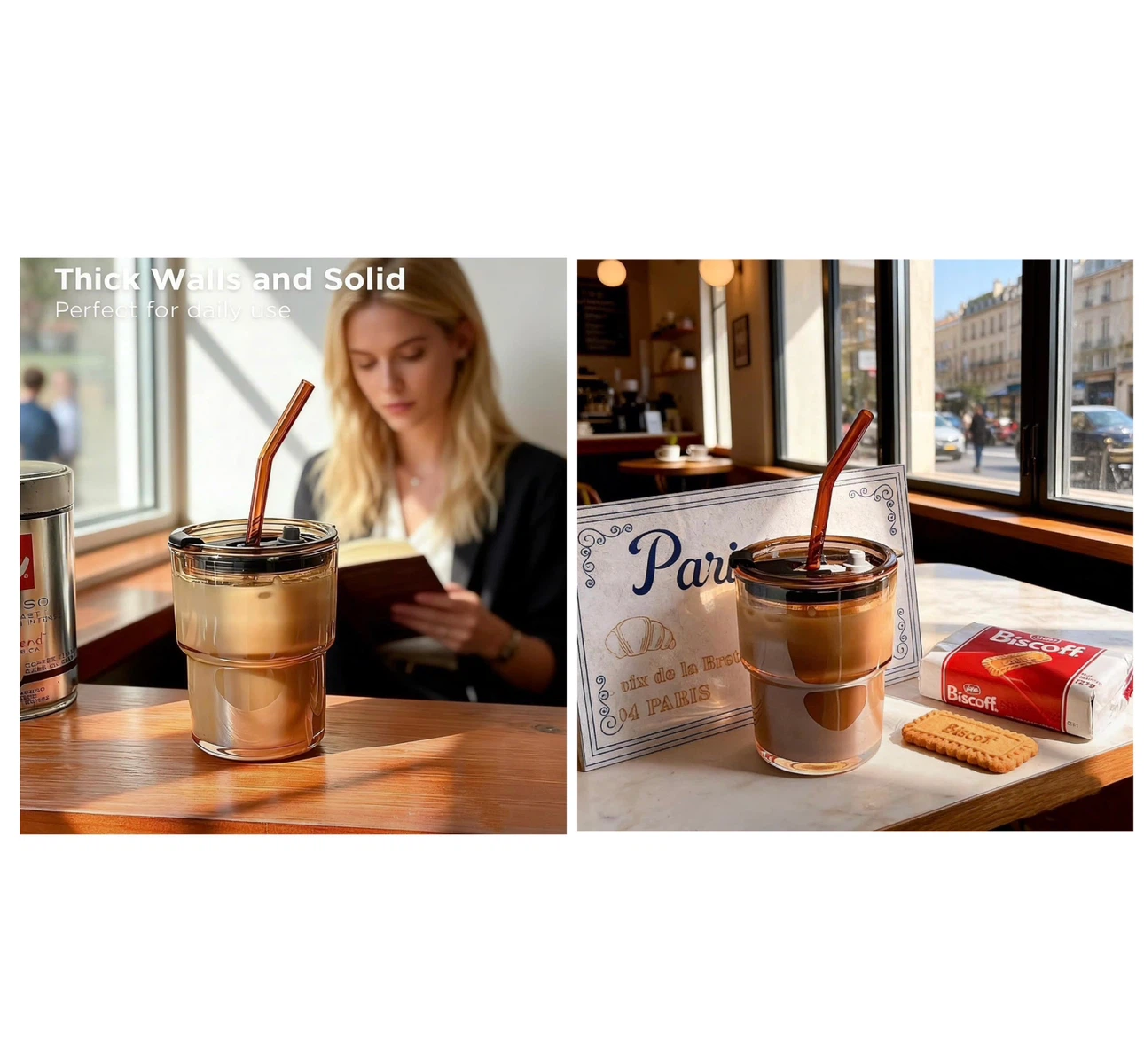 Brand new 13oz Glass Tumbler with Straw and Lid - photo 5