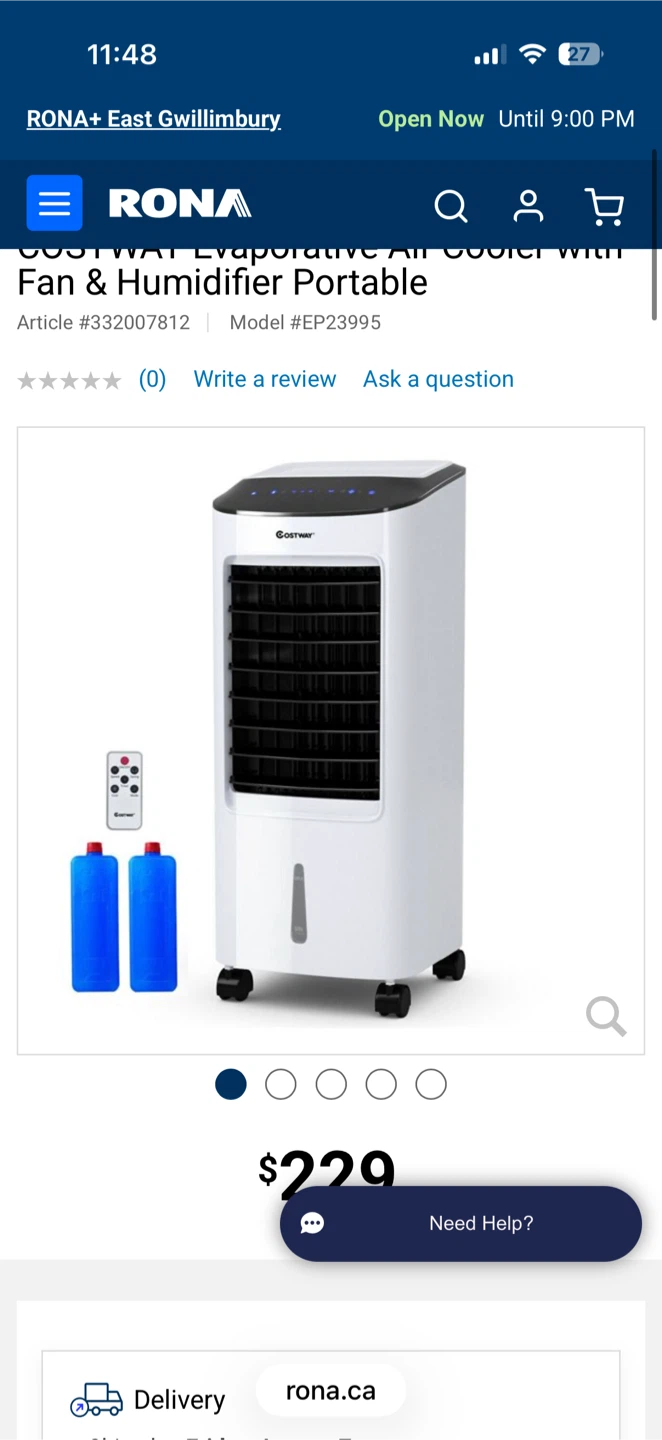 COSTWAY Evaporative Air Cooler with Fan & Humidifier