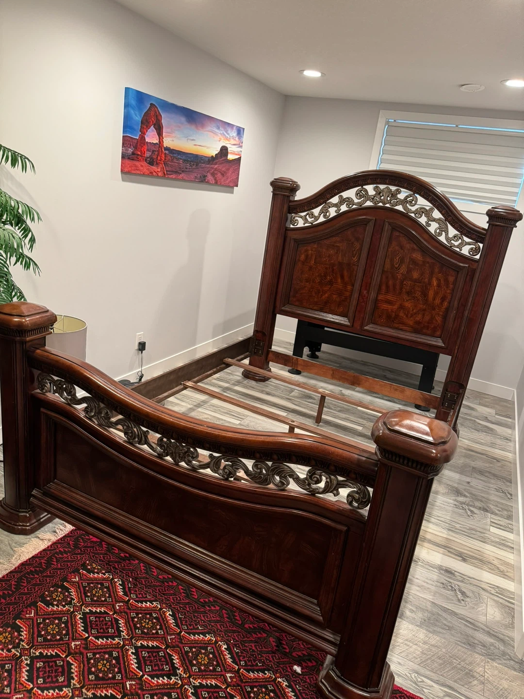 Dark Wood Bedroom Set with Bed Frame, Dresser and Nightstand