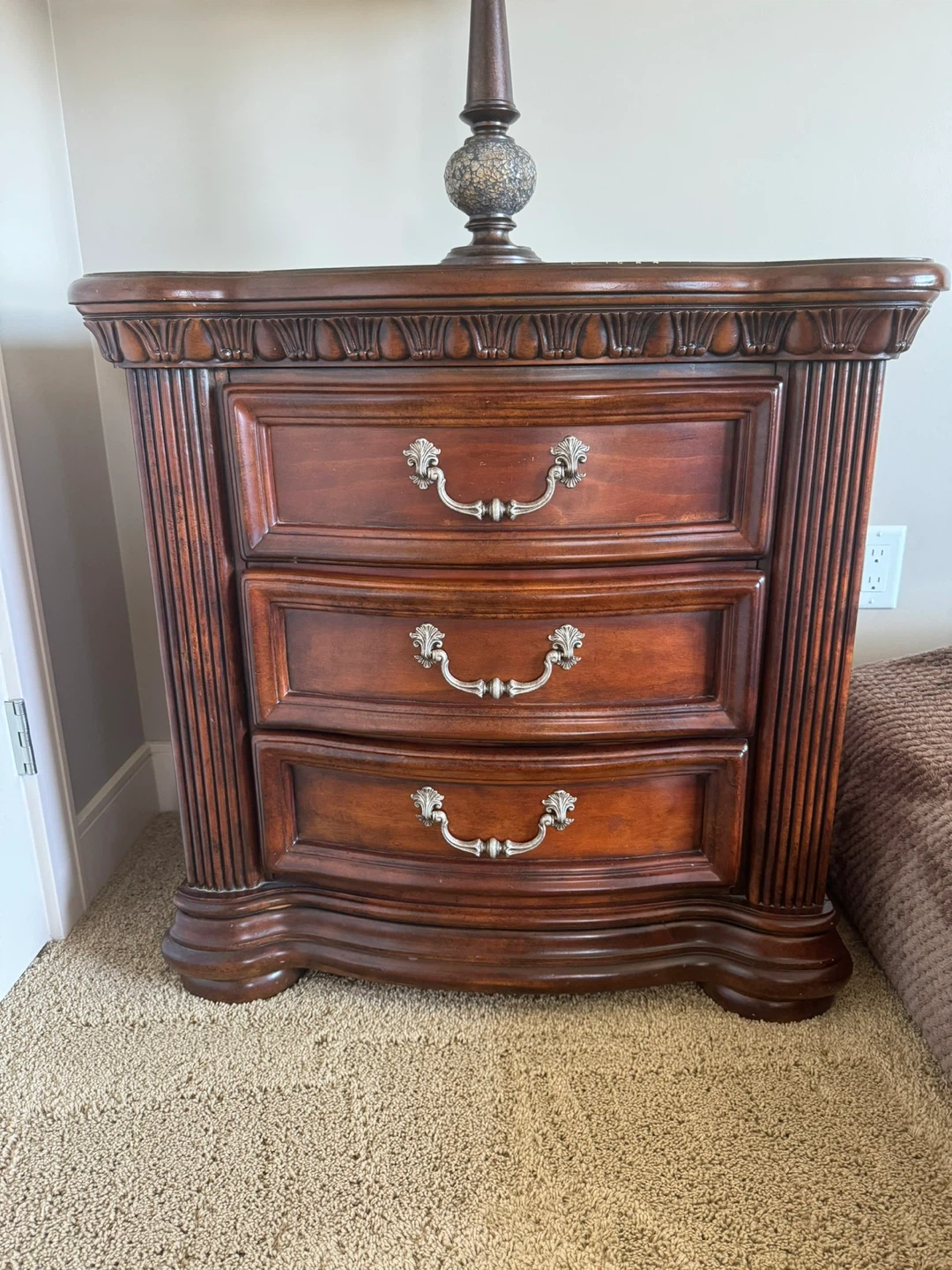 Dark Wood Bedroom Set with Bed Frame, Dresser and Nightstand - photo 2