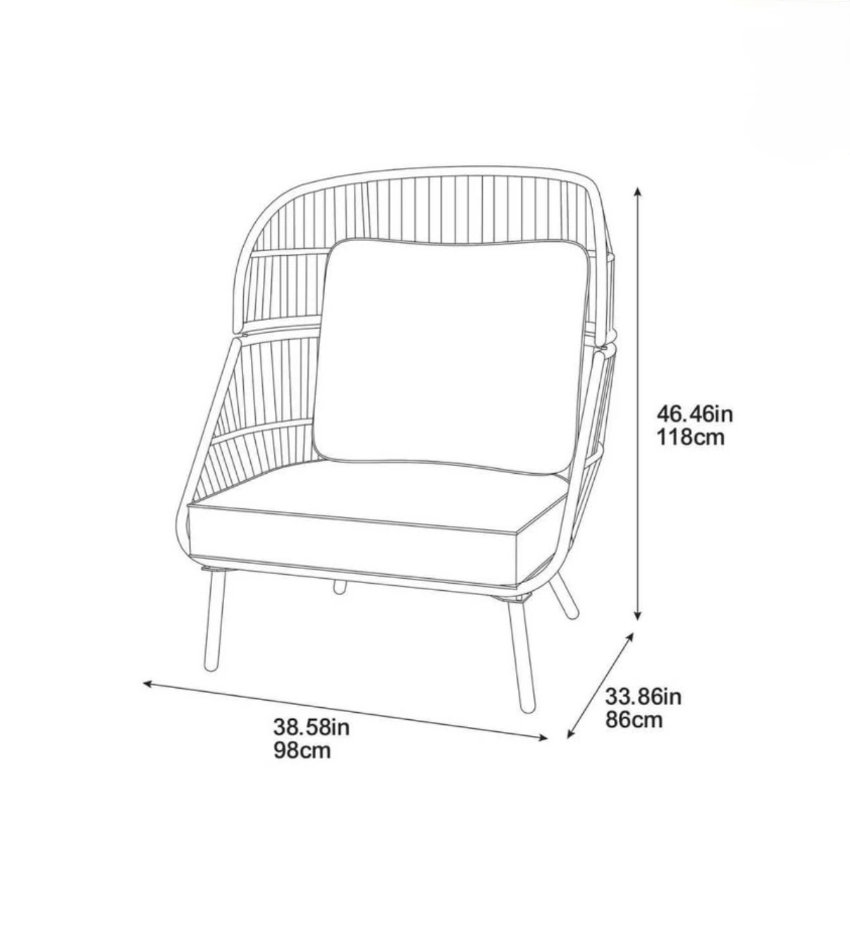 Black Woven Accent Chair with Cushion - photo 3