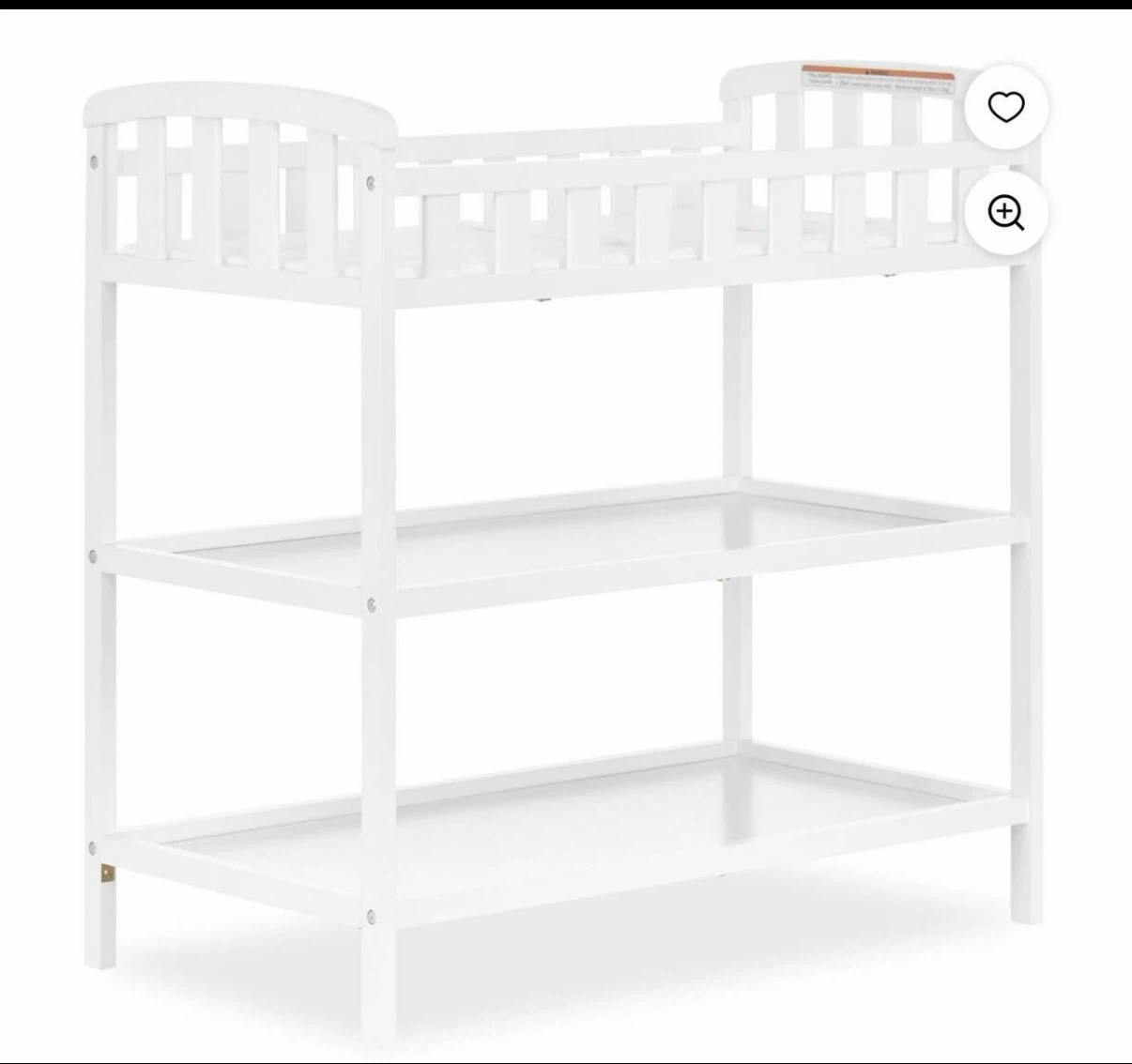 White Baby Changing Table with Storage Shelves