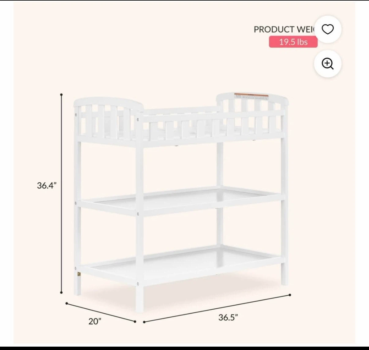 White Baby Changing Table with Storage Shelves - photo 2