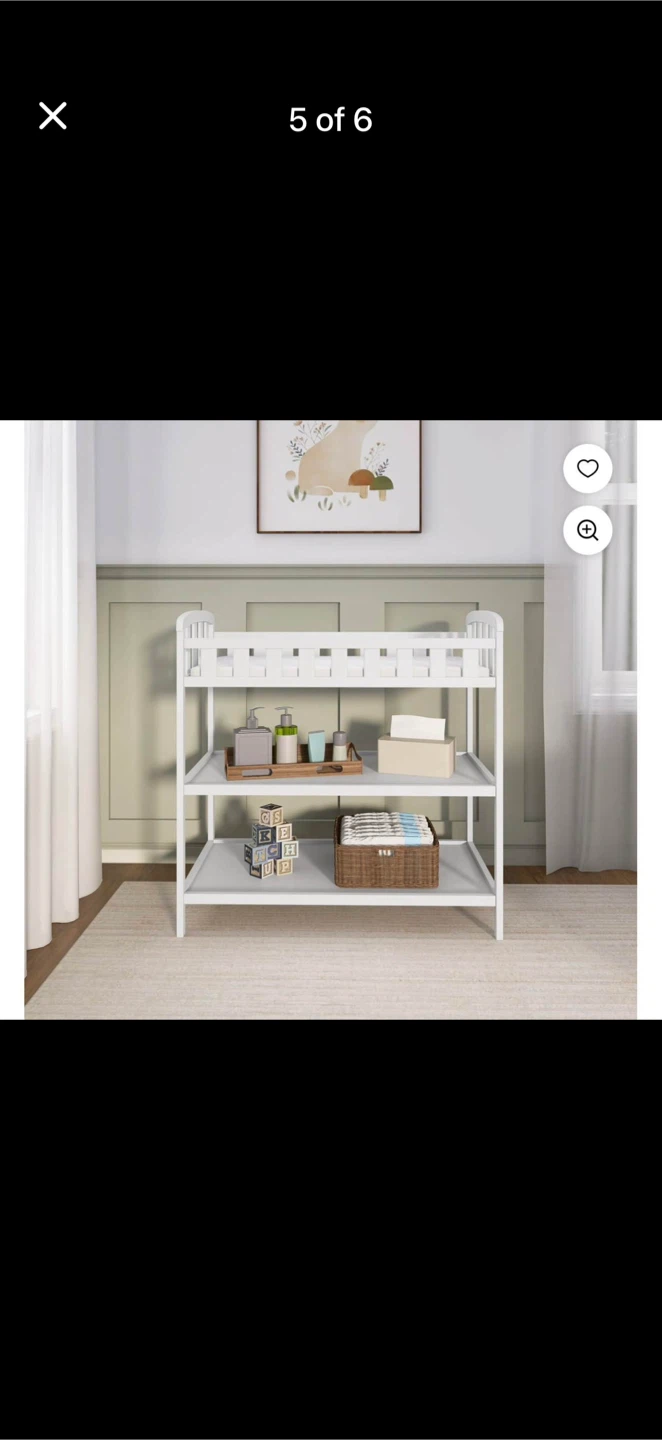 White Baby Changing Table with Storage Shelves - photo 4
