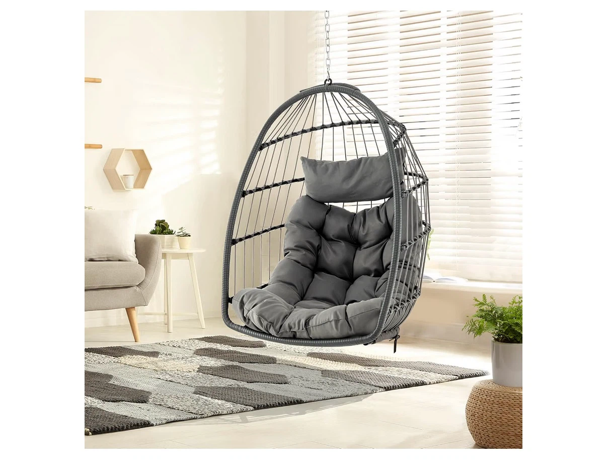 Grey Hanging Egg Chair with Cushion - photo 2