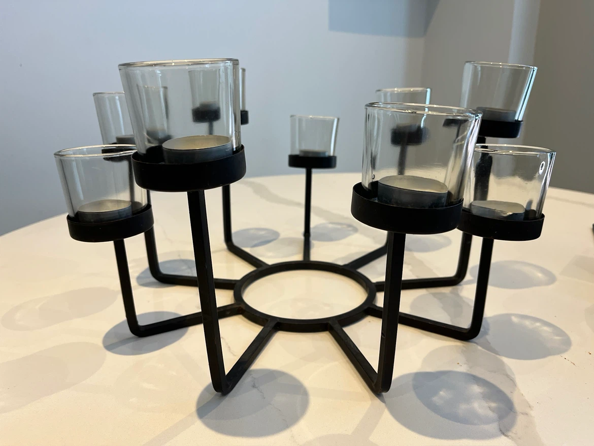 Black Metal Candelabra with 9 Glass Holders - photo 2