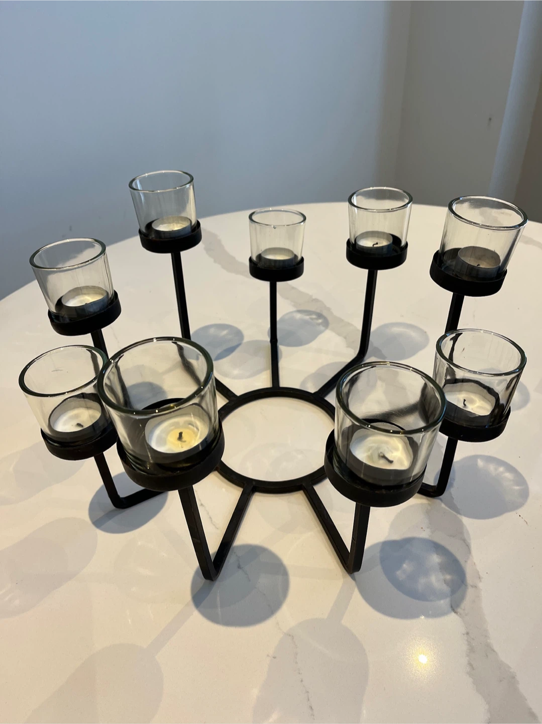 Black Metal Candelabra with 9 Glass Holders - photo 4