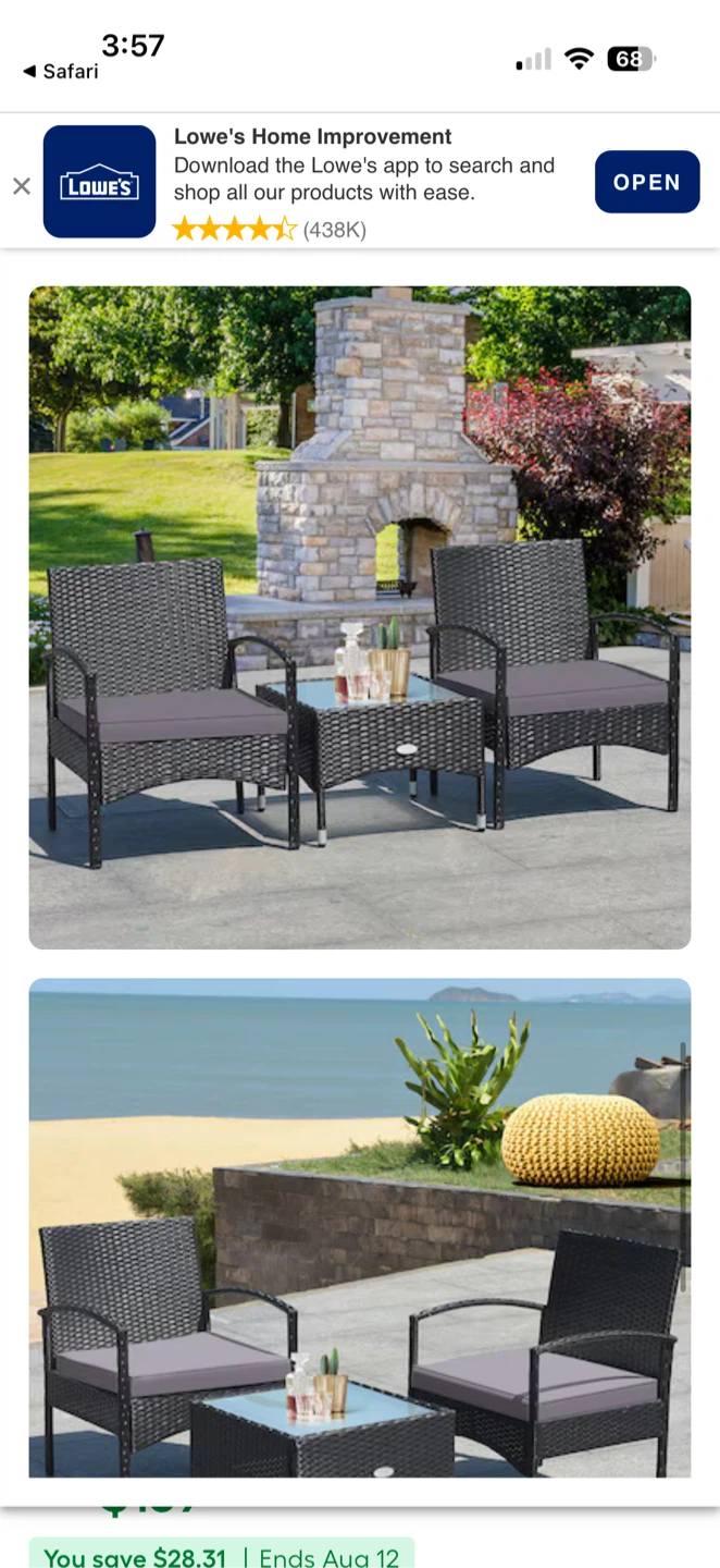 3-Piece Wicker Patio Set with Cushions - photo 4