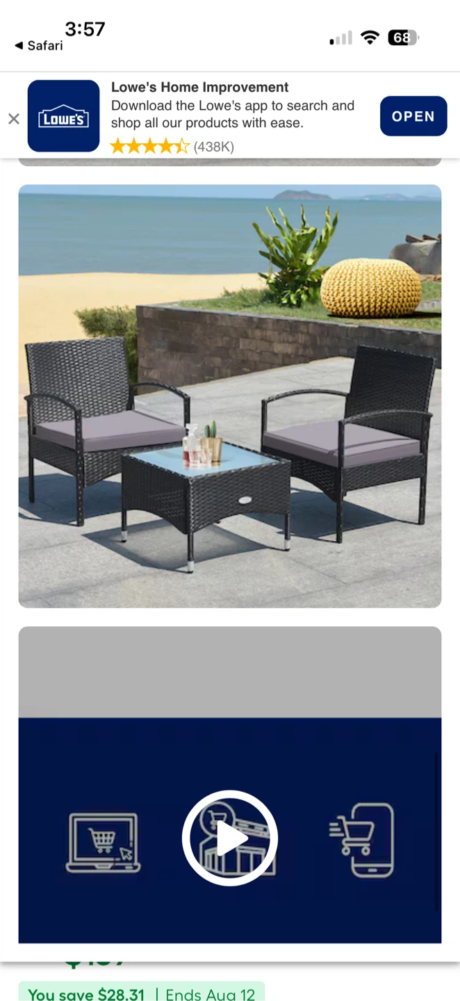 3-Piece Wicker Patio Set with Cushions - photo 5