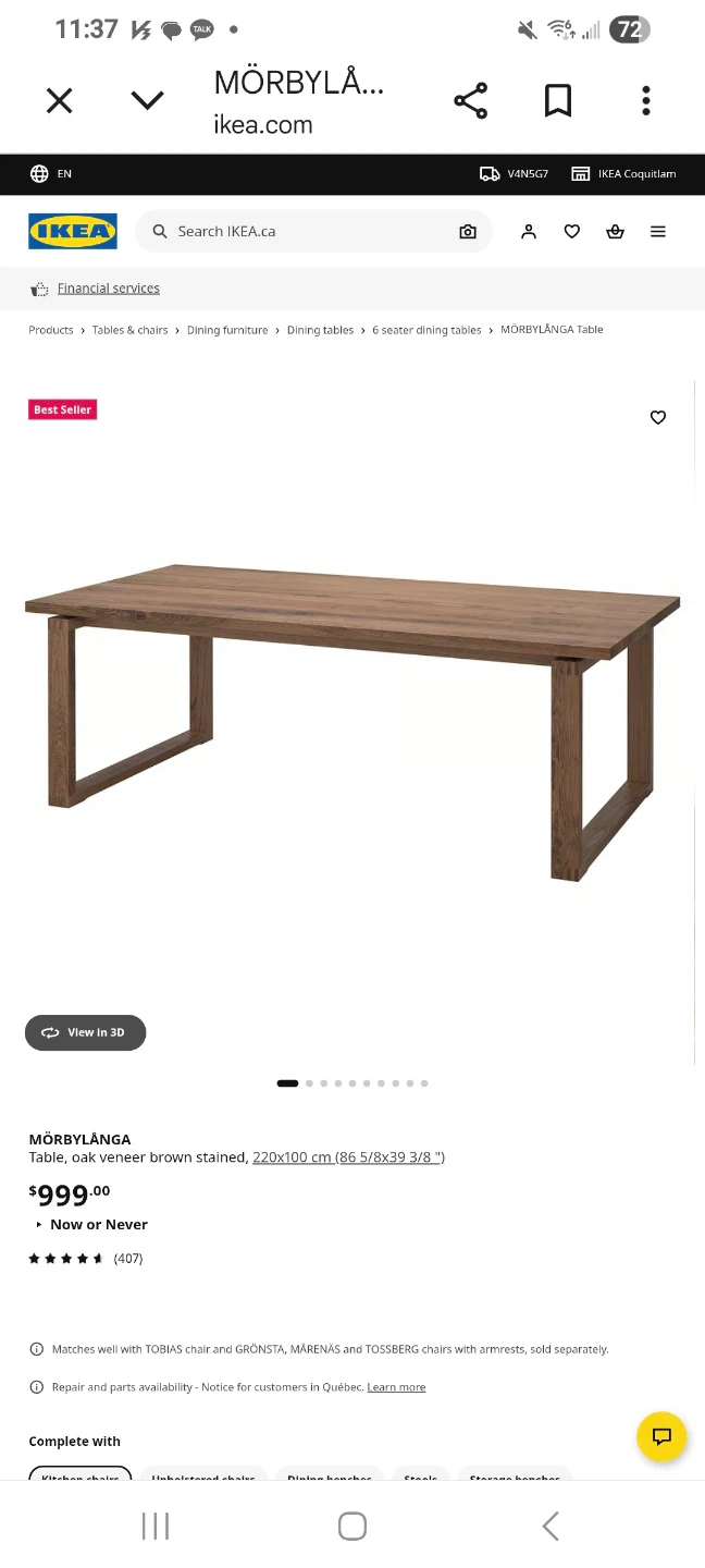 IKEA MÖRBYLÅNGA Table & Six black chairs - photo 2