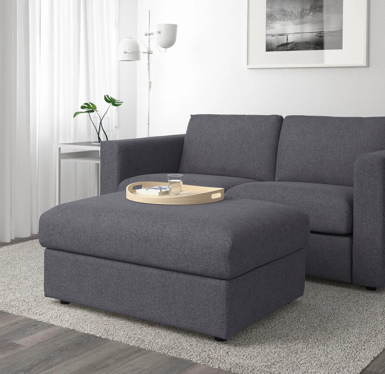 IKEA Finnala. Footstool with storage, Gunnared medium gray