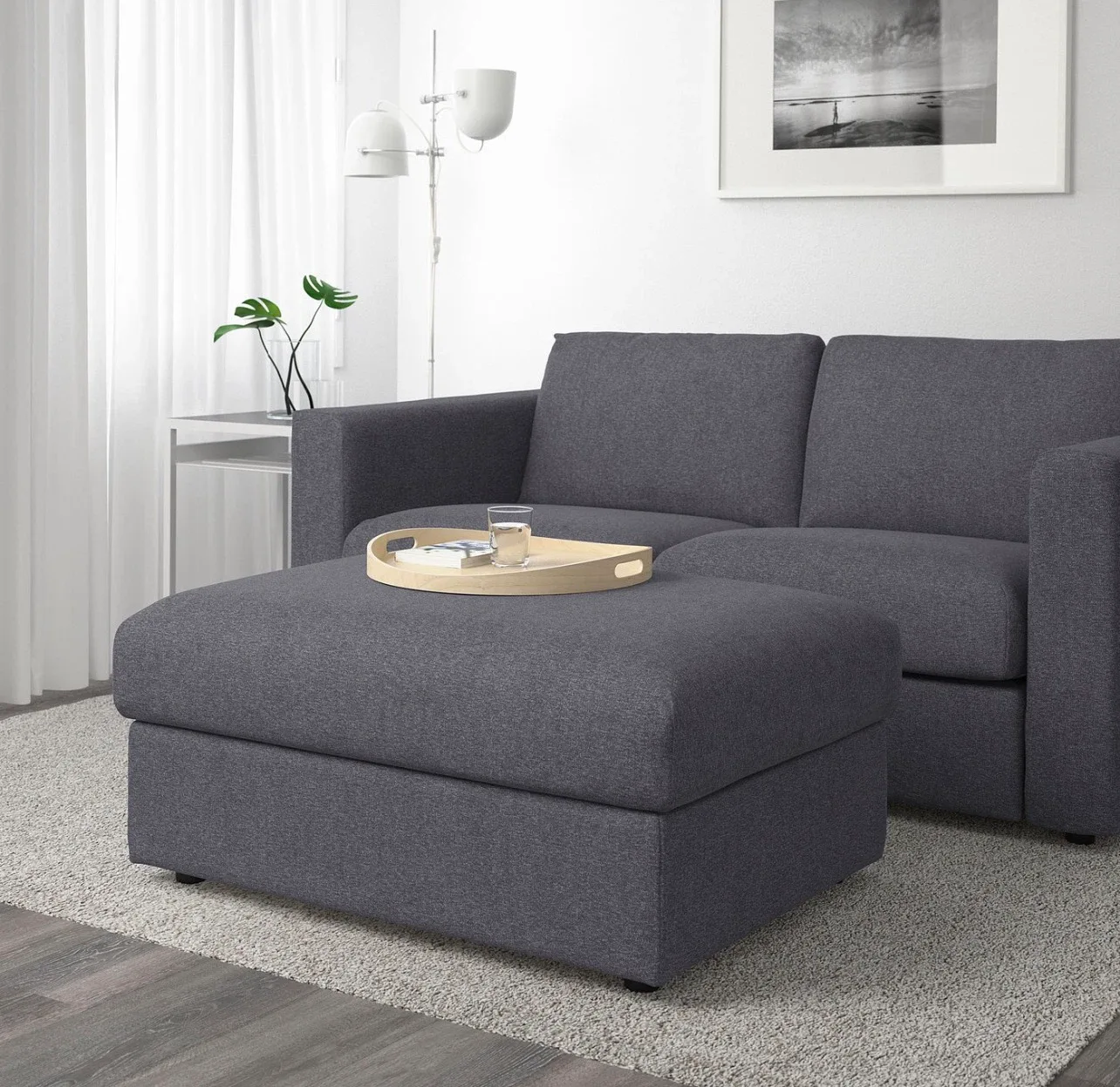 IKEA Finnala. Footstool with storage, Gunnared medium gray