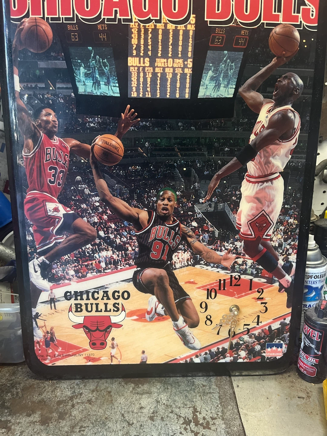 Chicago Bulls Wall Clock with Jordan, Pippen, and Rodman