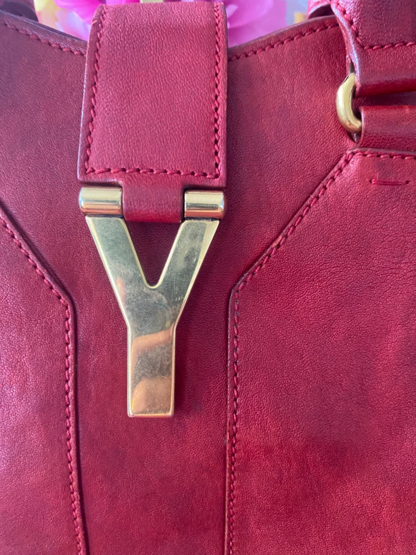 Saint Laurent Red Leather YSL Muse Two Top Handle Bag - photo 3