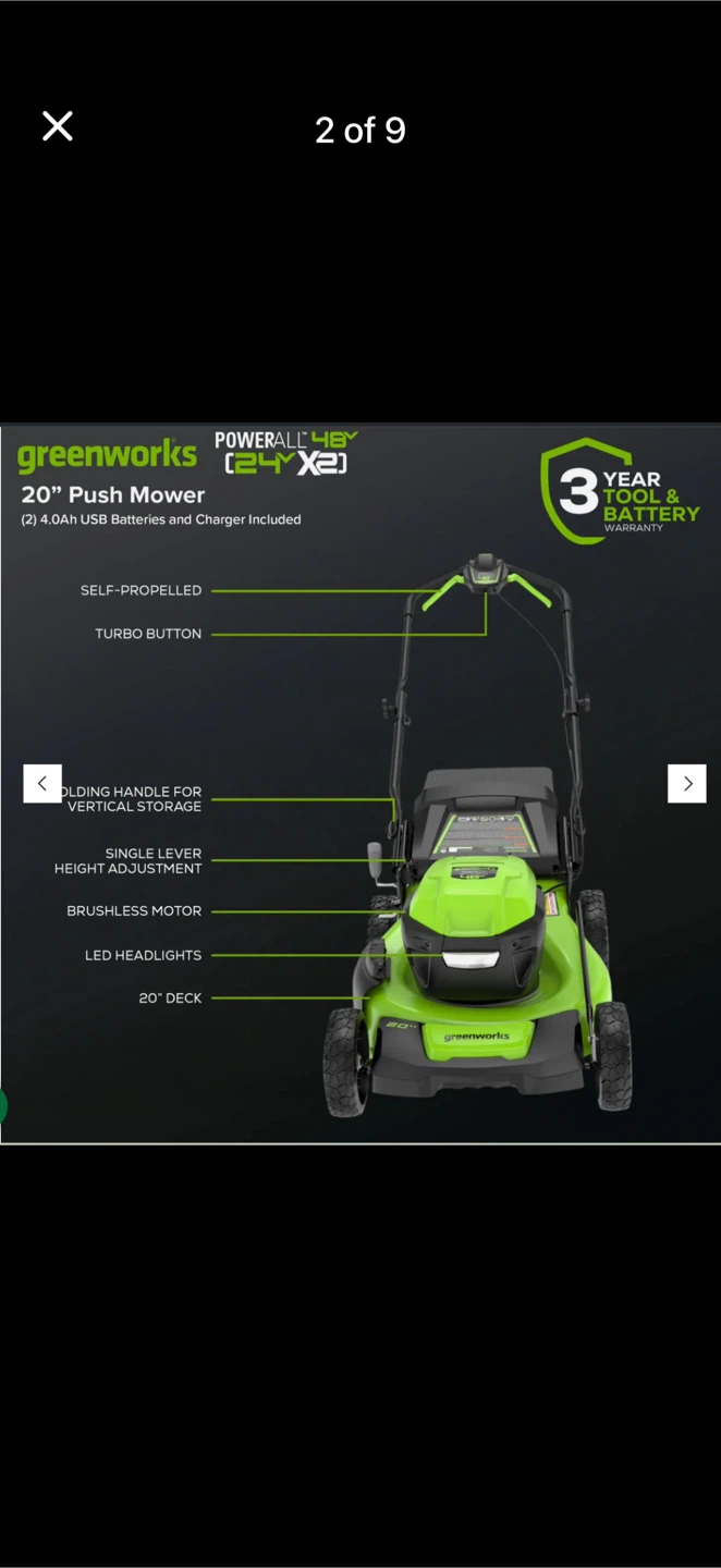 Greenworks 20" Push Mower - 24V