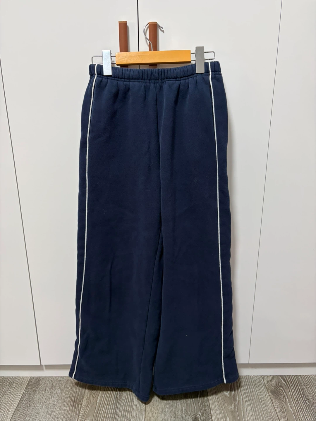 Navy Blue Sweatpants with White Piping