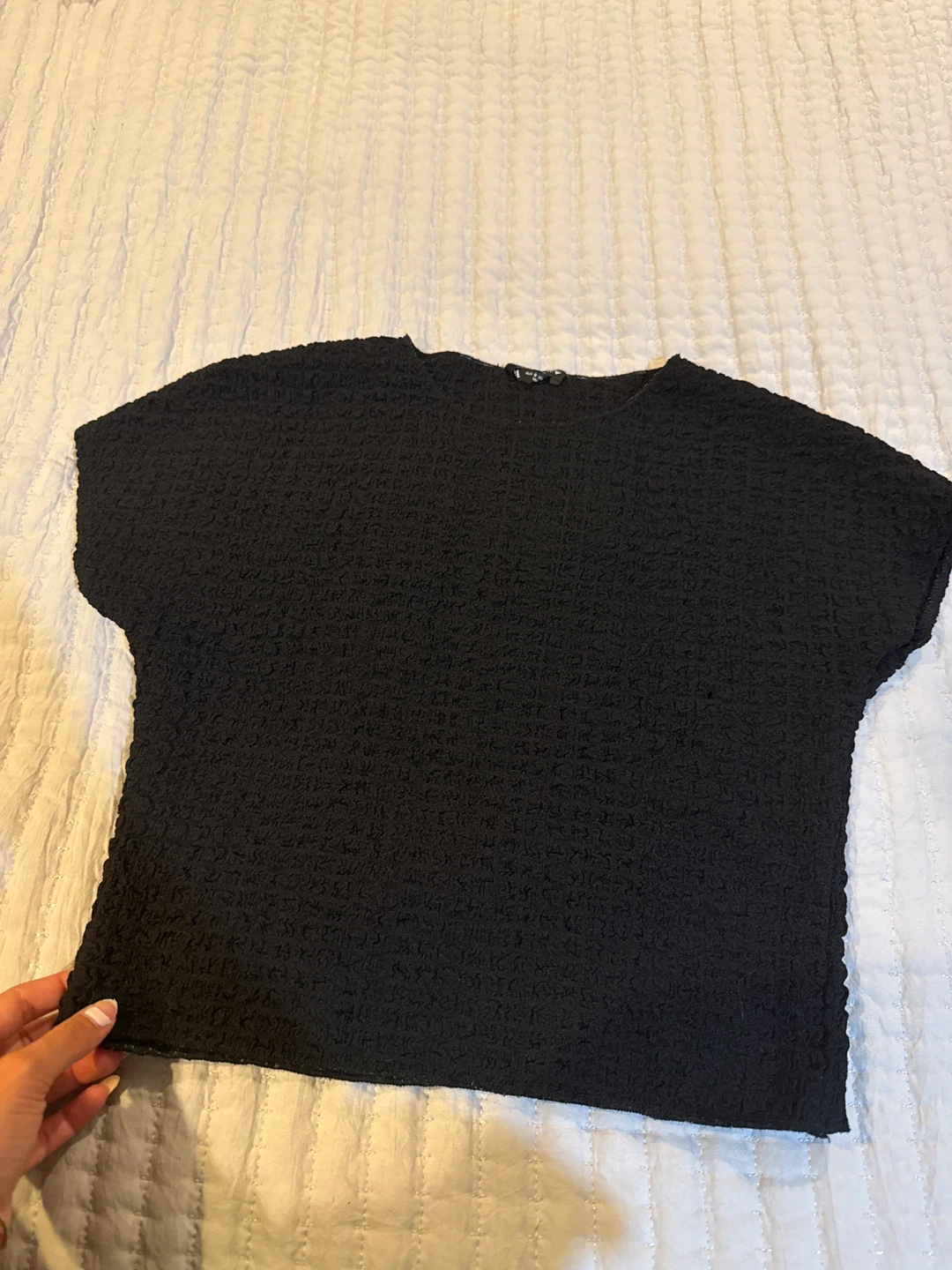 Black Textured Knit Top