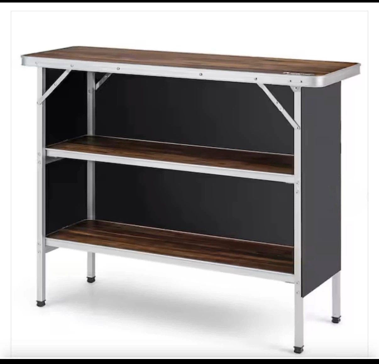 Portable Bar Serving Table with Shelves