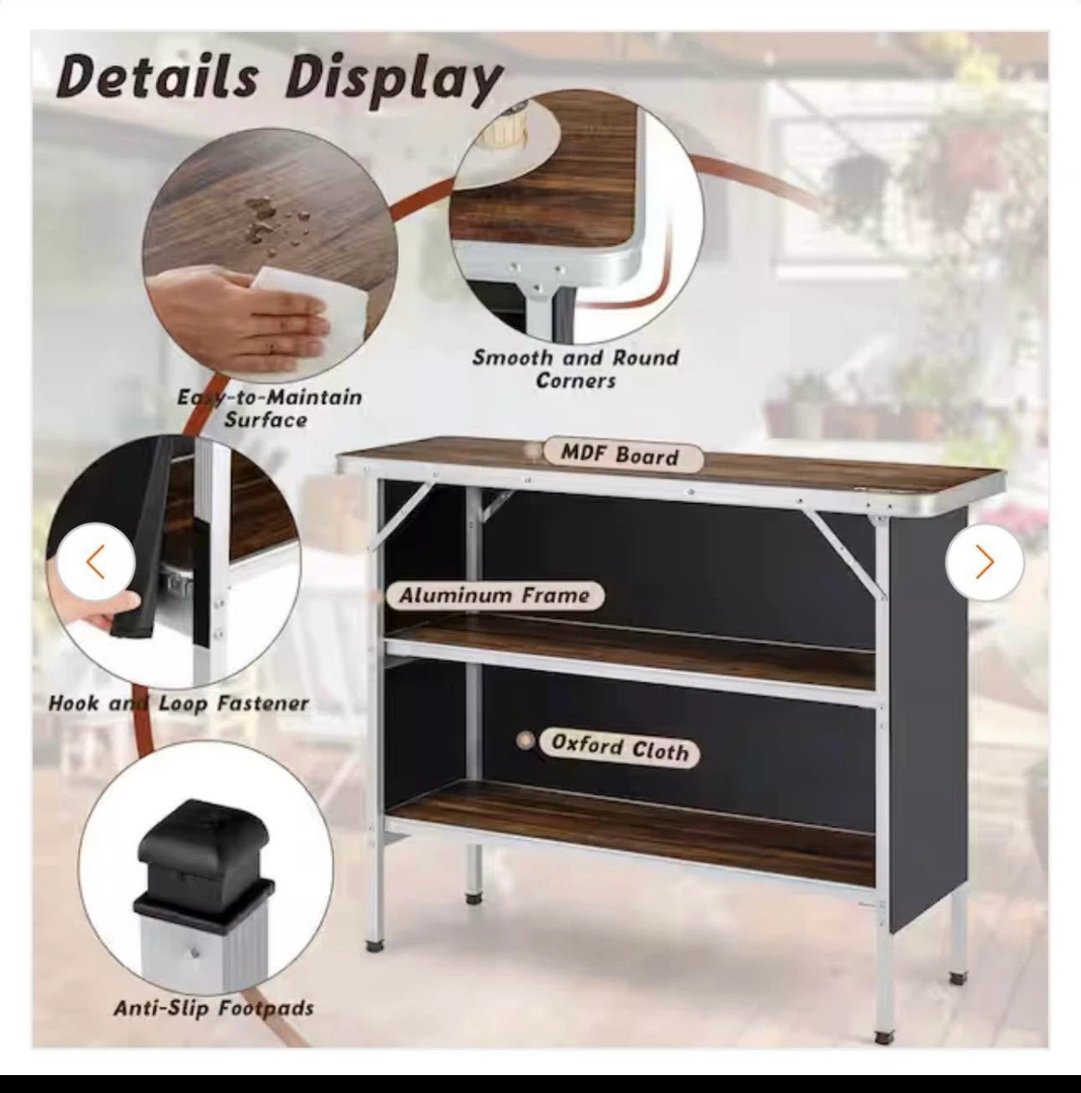 Portable Bar Serving Table with Shelves - photo 2