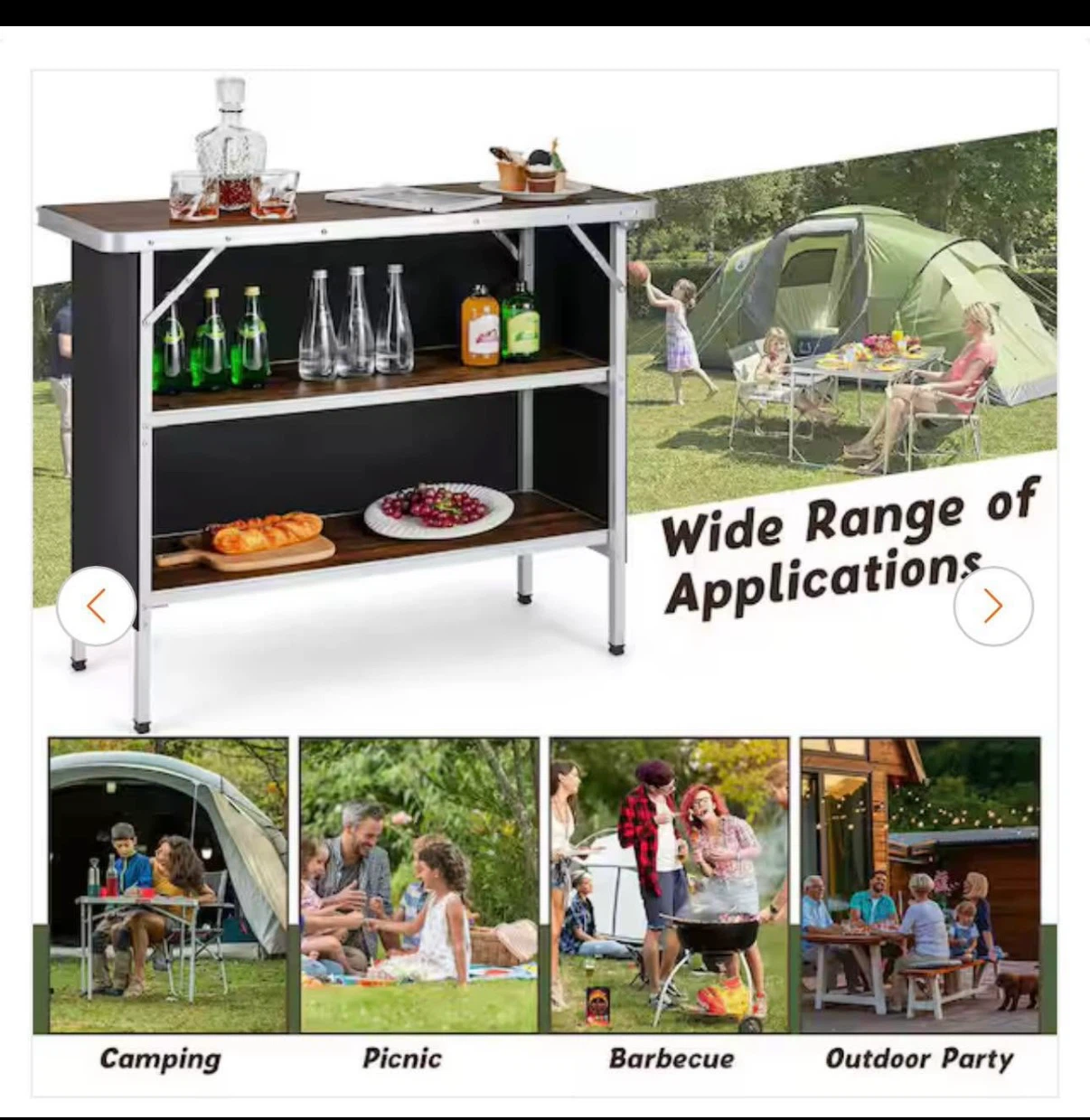 Portable Bar Serving Table with Shelves - photo 3