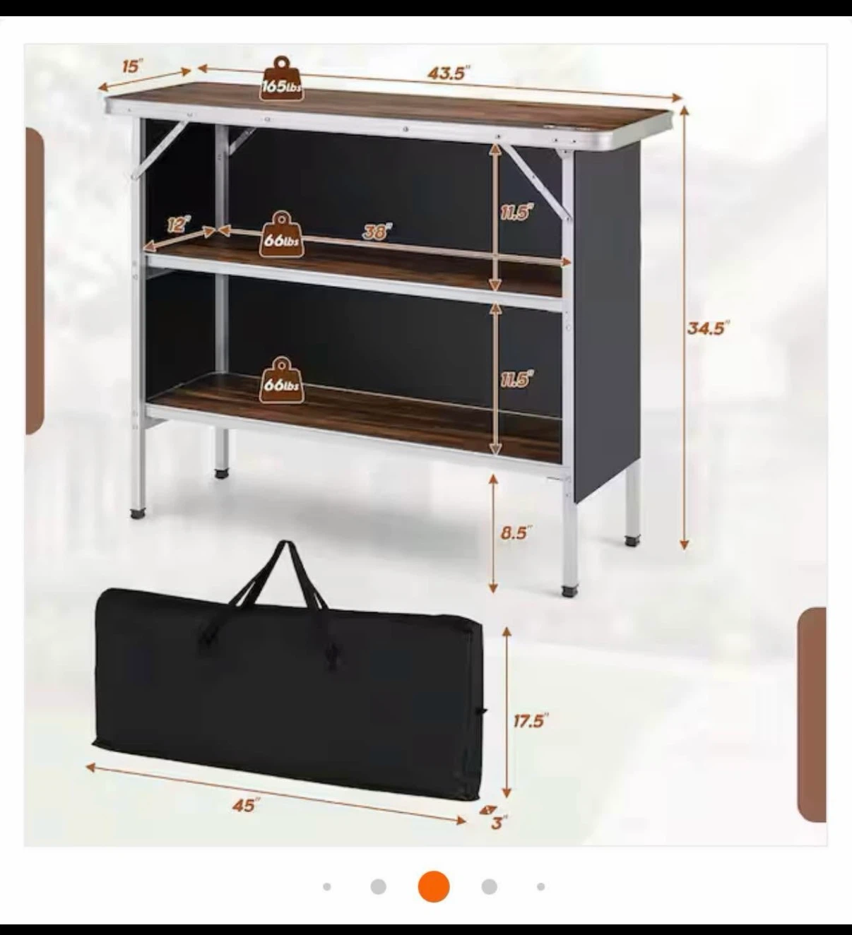 Portable Bar Serving Table with Shelves - photo 4