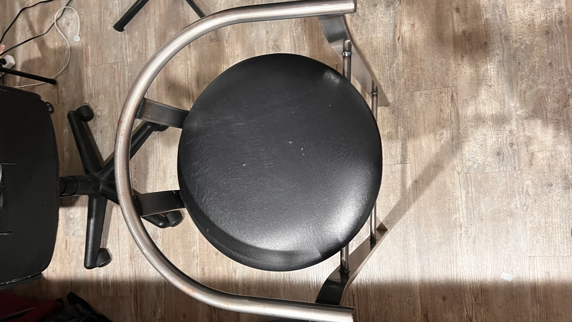 Leather Metal Bar Stool with Black Padded Seat