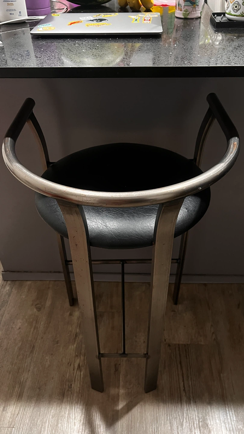 Leather Metal Bar Stool with Black Padded Seat - photo 3