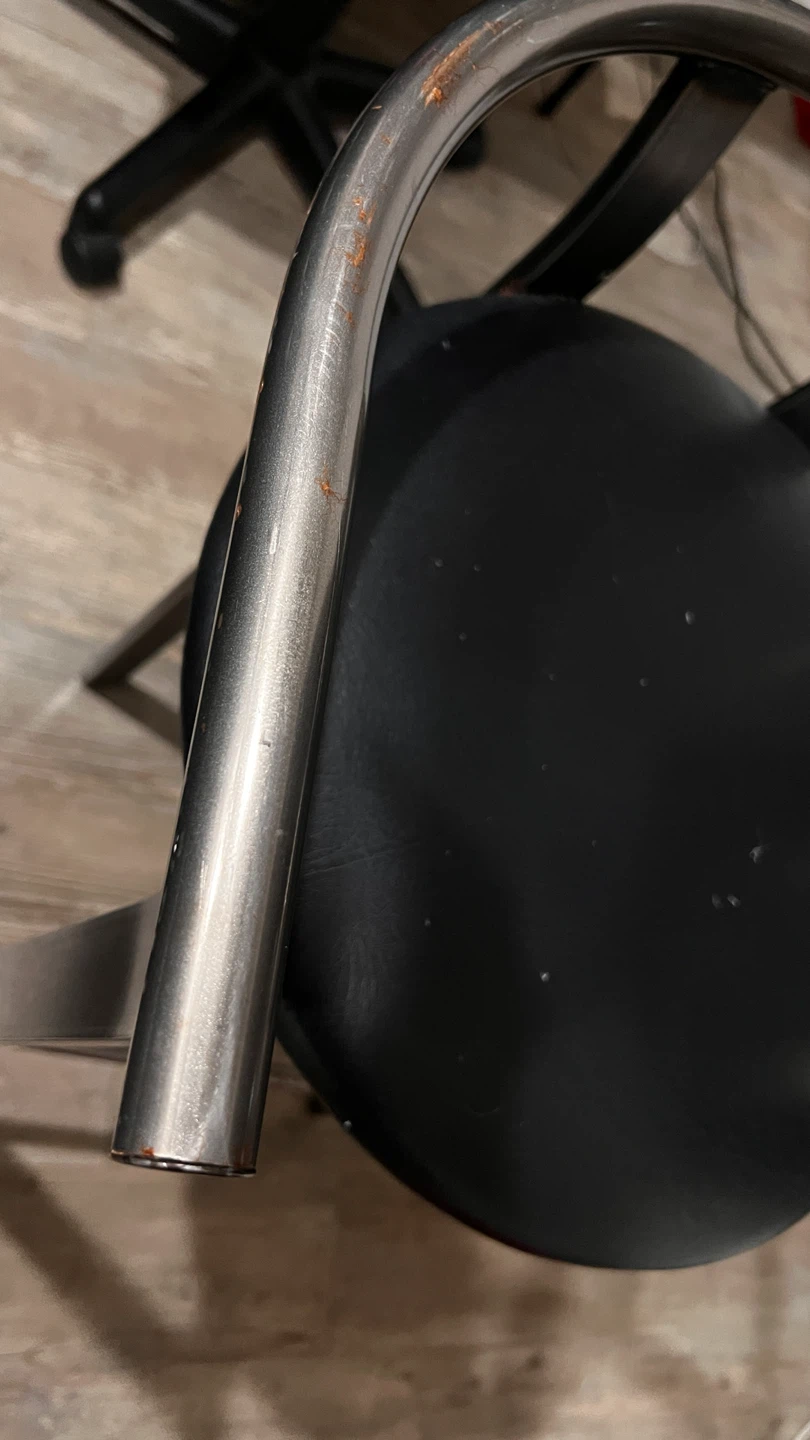 Leather Metal Bar Stool with Black Padded Seat - photo 4