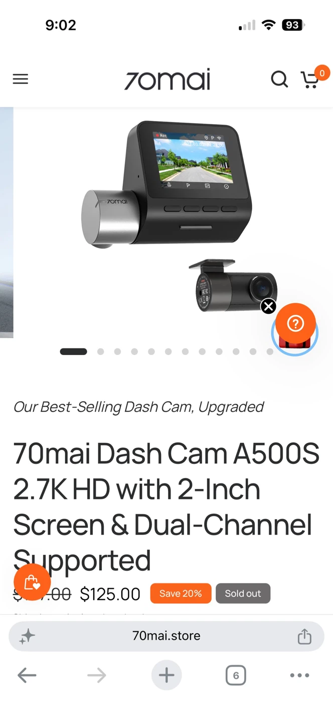 70mai Dash Cam A500S with 128GB MicroSD Card - photo 4