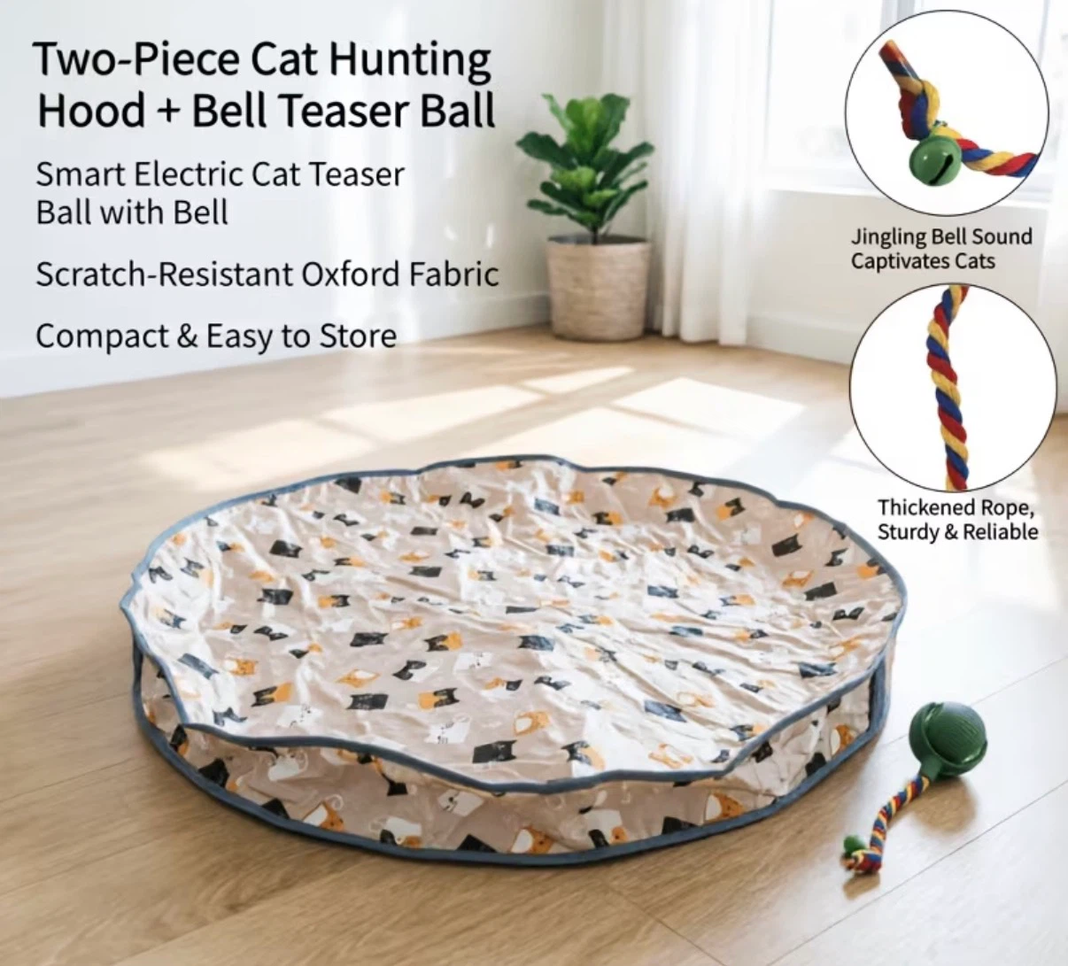 Cat Hunting Hood + Bell Teaser Ball Toy - photo 2