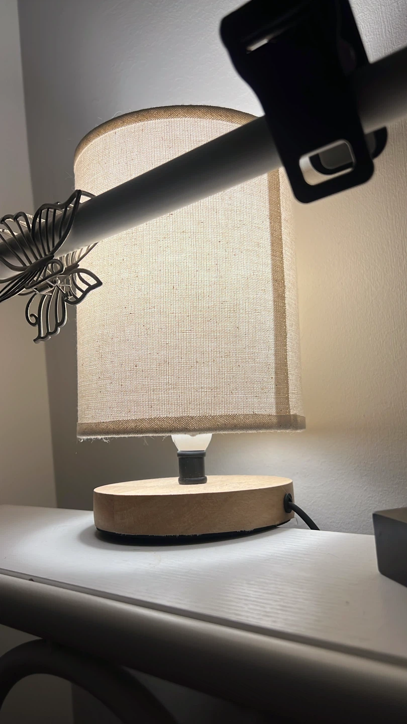 Small wood base table lamp