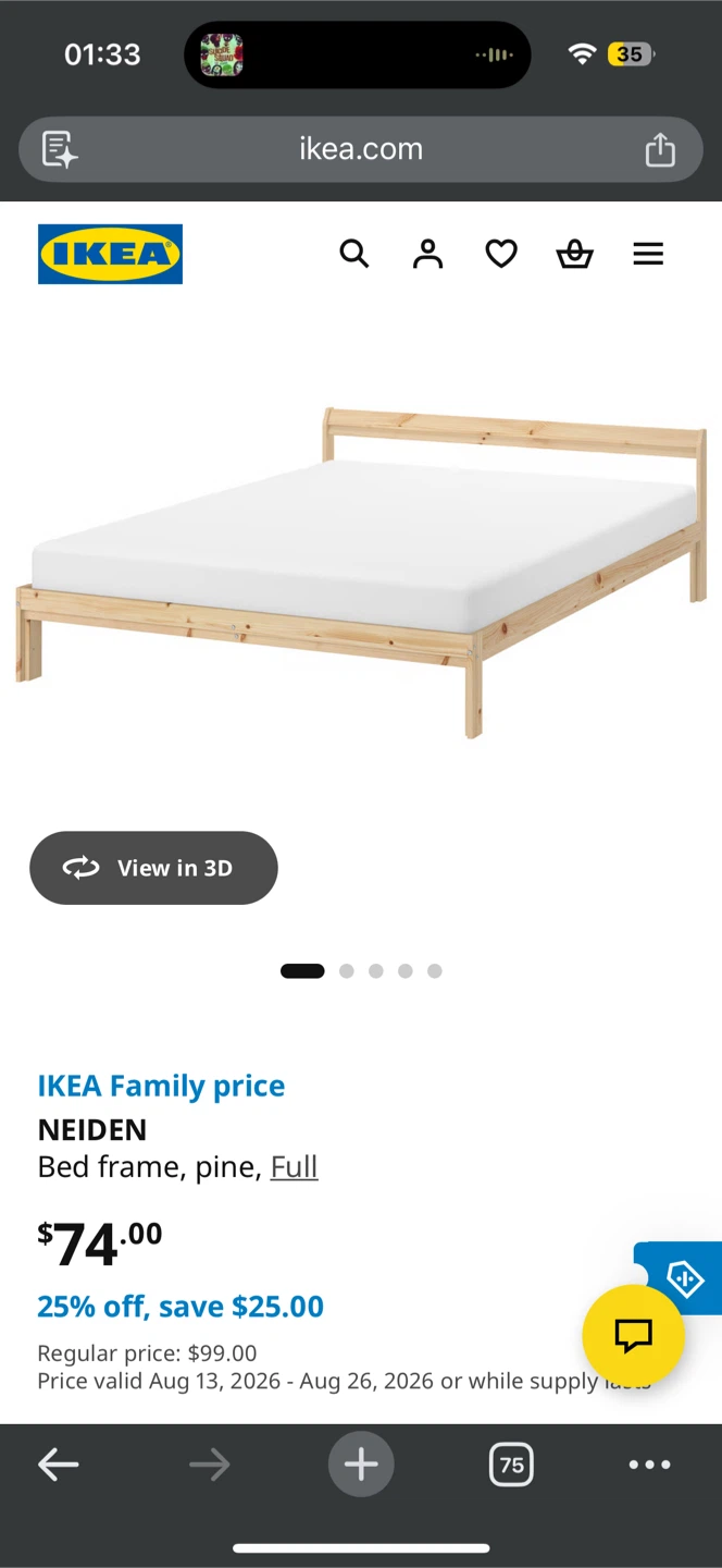 IKEA NEIDEN Bed Frame Bed Frame - Pine - photo 2
