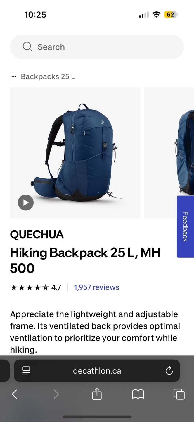 QUECHUA Hiking Backpack 25 L