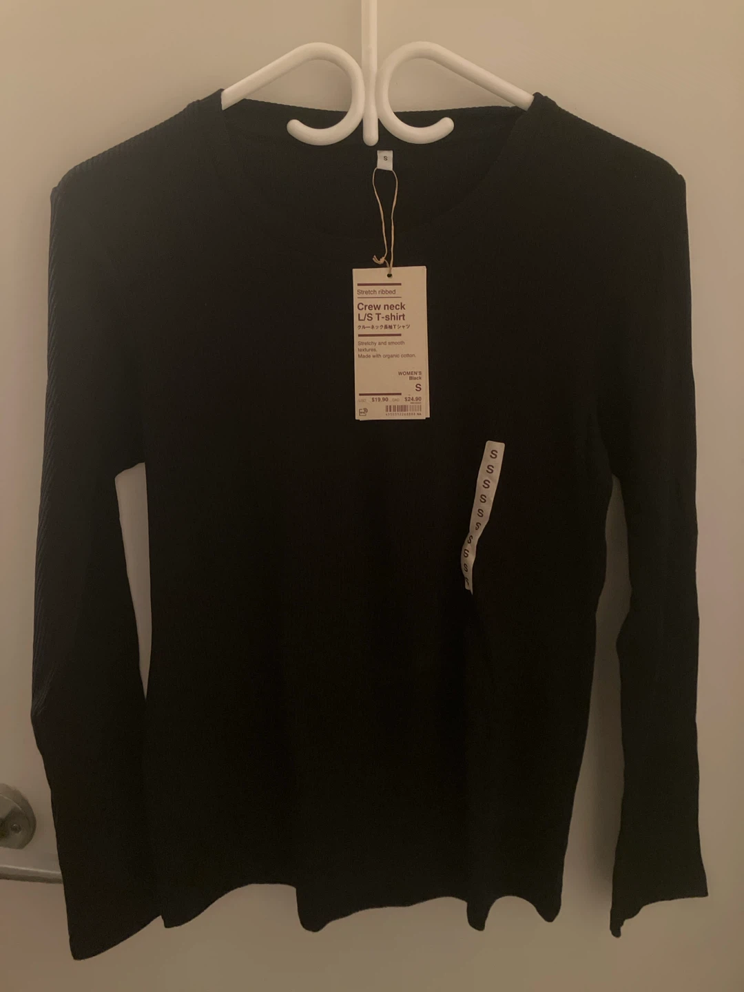 MUJI Women's Black Crew Neck L/S T-shirt - Size S