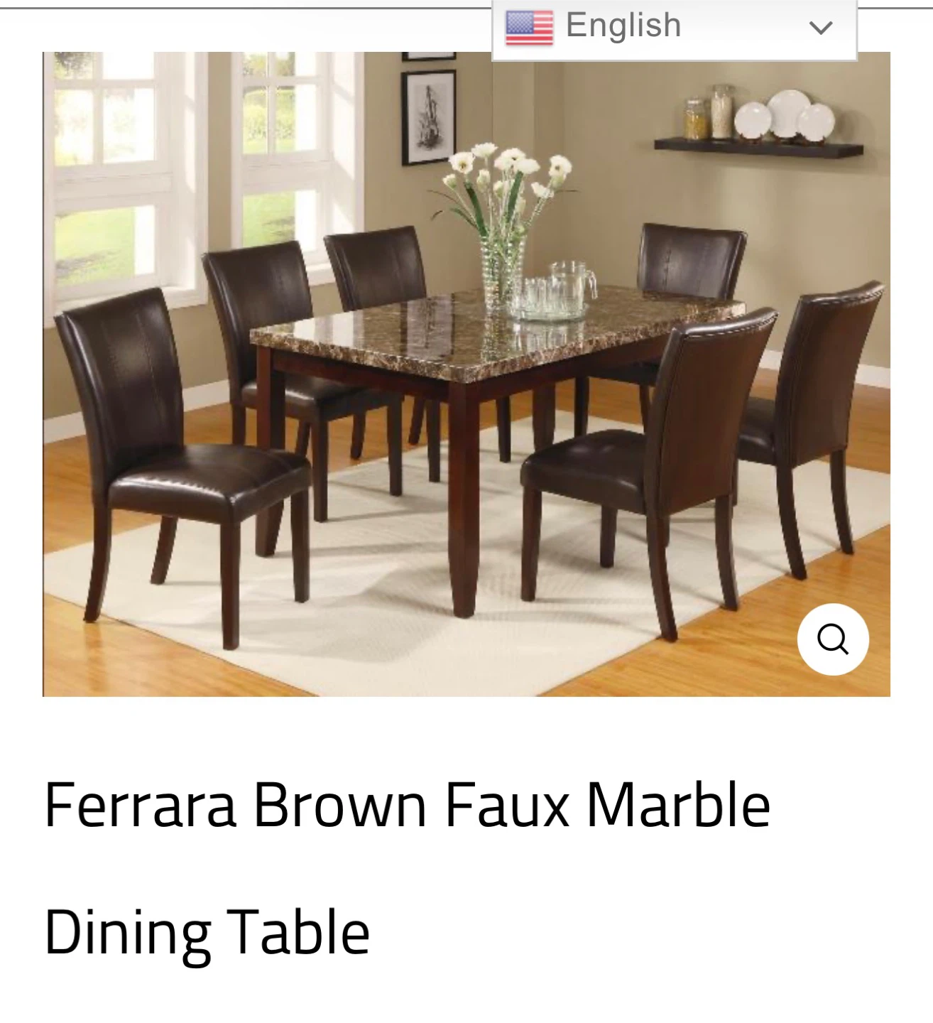 Ferrara Brown Faux Marble high  Dining Table